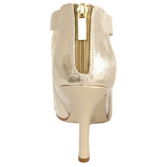 DYEABLES Lotus Champagne Shimmer Open Toe Heels Size 8 - Picture 6 of 9